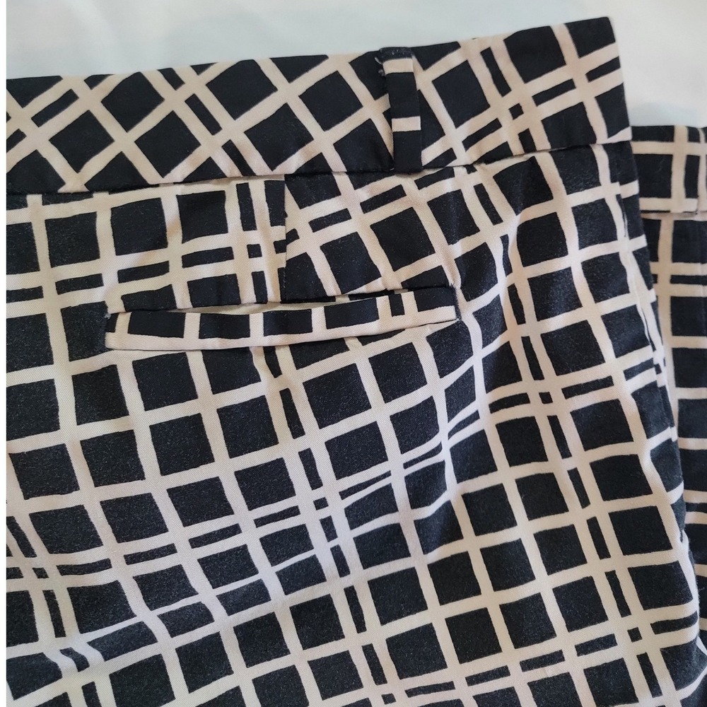 Banana Republic Hampton Pant 14S Black Cream Plaid Cuffed Ankle Pants - Picture 3 of 9